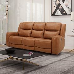 a living room scene with focus on the reclining sofa