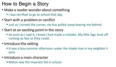 an image of how to begin a story with the text below it and other words