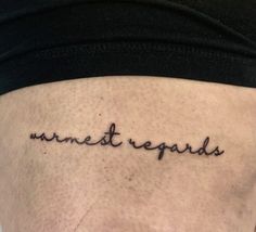 a woman's lower thigh with the word namastra written in cursive font