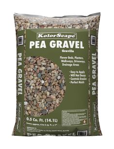 a bag of pea gravel on a white background