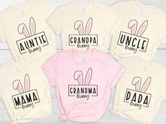 Easter Family Shirts, Easter Bunny Family Matching Shirt, Family Shirt, Easter Custom Tshirts, Bunny Family Shirts, Easter Shirt ❗️❗️❗️Please be aware that the Sweatshirt is a Unisex Cut and may be oversized. Please check the size charts from the pictures to measure yourself just to be sure you will receive a good sized item. For Woman sizes I suggest to size down. Please note that we are shipping from more Partners when we run out of stock, so you may be receiving orders from another countries, the quality and the prices are there same, unfortunately Etsy doesn't let us to put on the listing more places from wich we send our orders. T-Shirt details: We're gonna make you an offer you can't refuse: the best 100% cotton tee you've ever tried. Pre-shrunk fabric? Check. Side-seamed constructio Bunny Family, Matching Sweaters, Family Shirt, Family Matching, Matching Shirts