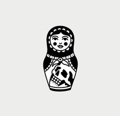 a black and white drawing of a russian doll