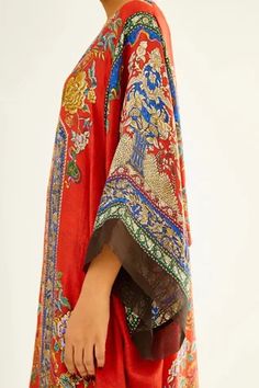 Shop for Rajdeep Ranawat Red Olivia Silk Kaftan Tunic for Women Online at Aza Fashions Red Printed Silk Kaftan, Red Silk Maxi Kaftan, Red Silk Maxi-length Kaftan, Red Silk Long Kaftan, Red Kaftan With Floral Print And Kimono Sleeves, Red Floral Print Kaftan With Kimono Sleeves, Red Floral Print Tunic Kaftan, Bohemian Silk Kaftan With Sheer Dupatta, Red Bohemian Tunic For Festive Occasions