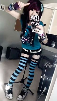 #scene #scenekid Actual Emo Outfits, Emo Outfit 2000s, Blue Scene Outfits, Blue Emo Outfits, Scene Aesthetic Outfits, Emo Poses, Scene Fashion 2000s, 2010 Scene