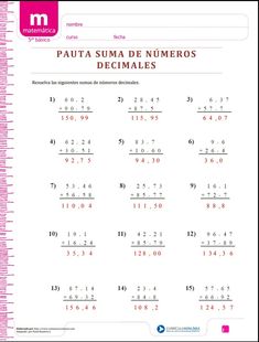 the worksheet for adding and subming numbers to two digities in spanish