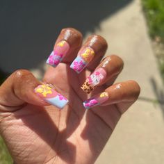 A new summer set #hellokitty #hellokittynails #nails #summernails #y2knails #hibiscusnails Hello Kitty Nails, Y2k Nails, Cat Nails, Summer Set, Summer Nails, Hibiscus, Hello Kitty, Kitty