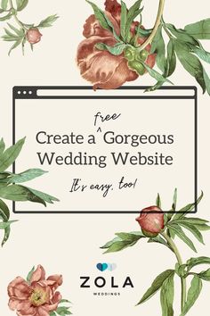 a wedding website with watercolor flowers and greenery on the front cover, which reads free