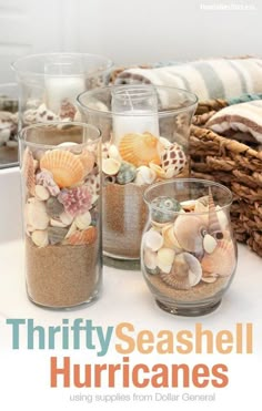 the cover of thrift seashell hurricaness using supplies from dollar general to beach