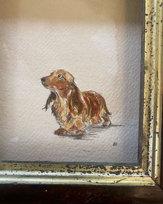 a painting of a dog sitting on the ground