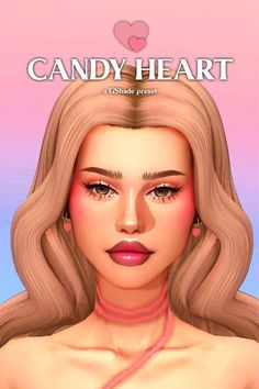 a girl with long blonde hair and pink eyes is featured in the candy heart magazine