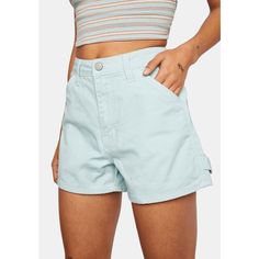 With Hammer Loops And Bold Stitching, They're Called Carpenter Shorts For A Reason. Bring Back This Super-Comfy 90s Style From Dickies, Reinvented In A Hot New Hue. Approx. Model Height Is 5'7" And She Is Wearing A Size 5 Approx. Inseam: 3" High Rise; Front: Approx. 10"; Back: 12"; Leg Opening: 17-1/2" Zipper And Button Closure At Front; Belt Loops Five Pockets; Hammer Loops All Cotton Machine Washable Imported Shipping From Monday To Thursday (Exclude Federal Holiday) 100% Original Items, Brand Blue Cotton Pants With Built-in Shorts, High Waist Light Blue Cotton Bottoms, Light Blue High Rise Bottoms With Pockets, Casual High-waisted Light Blue Bottoms, Casual Light Blue High Waist Bottoms, Casual High Waist Light Blue Bottoms, Light Blue Mid-rise Casual Bottoms, Blue Jean Shorts With Pockets, Trendy Light Blue Jean Shorts With Pockets