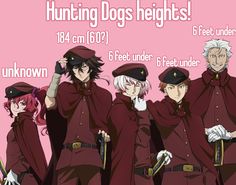 a group of people in uniform standing next to each other with the caption hunting dogs heights