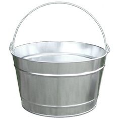 an empty metal bucket on a white background