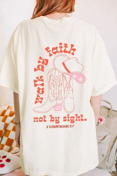 Cowgirl Christian Shirt Walk by Faith Not by Sight Shirt Christian Concert Shirt for Rodeo Western Style Religious Shirt Cowgirl Aesthetic - Etsy Christian Cowgirl Aesthetic, Western Christian Aesthetic, Summer Band Merch Shirt With Screen Print, Band Merch Shirt With Screen Print For Summer, Band Merch Screen Print Shirt For Summer, Summer Band Merch Cotton Shirt, Band Merch Cotton Shirt For Summer, Summer Cotton Shirt With Band Merch, Oversized Slogan Shirt For Summer