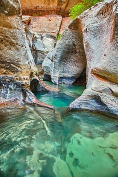 the water is clear and blue in this canyon