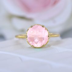 Vintage Rose Quartz Promise Ring Art Deco Bridesmaid Jewelry Pink Gemstone Ring Delicate Women Stacking Ring 14k Yellow Gold Engagement Ring Maine Stone - Rose Quartz Stone Creation - Lab Created Stone Shape - Round Stone Color - Pink Stone Size - 8 MM Birthstone - July Features: * Handmade * Ready To Ship * Brand New * All Ring Sizes Available * Suitable For Every Day * 14k Solid Gold / 18k Solid Gold / Gold Filled Over Sterling Silver * Purity Stamped * Fits True to Size * High Quality * Avail Dainty 14k Gold Pink Ring, Dainty Pink 14k Gold Ring, Elegant Rose Gold Flower Ring With Birthstone, Rose Gold 14k Opal Ring Gift, Pink Opal Ring With Accent Stones As Gift, Pink Opal Ring Fine Jewelry, Delicate 14k Gold Pink Ring, Pink 14k Gold Stackable Rings For Anniversary, Pink Birthstone Ring With Round Band