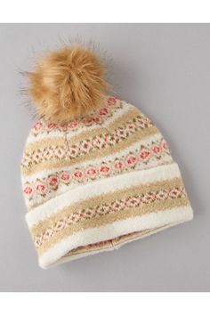 Fair Isle print Fair Isle Beanie, Fair Isle, American Eagle Outfitters, Women's Jeans, American Eagle, Pom Pom, Women Jeans, Shop Now, Hats