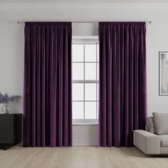 McAlister Textiles Matt Aubergine Purple Velvet Curtains Tailored Curtains Purple Curtains Living Room, Purple Velvet Curtains, Curtains Velvet, Traditional Cushions, Purple Curtains, Geometric Curtains, Door Coverings, Long Drapes, Plain Cushions