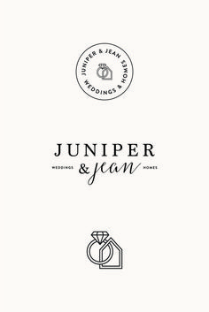 the logo for juniper and jean is shown in black and white, on a white background