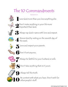 the ten commandments for kids to learn how to use them in their own life