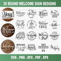 30 round welcome sign designs for svg, png and dxf