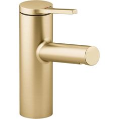 a gold faucet on a white background