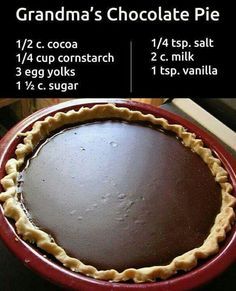 a chocolate pie is shown on an instagram page for the food service company, grandma's chocolate pie