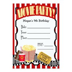 a movie themed birthday party with popcorn and tickets