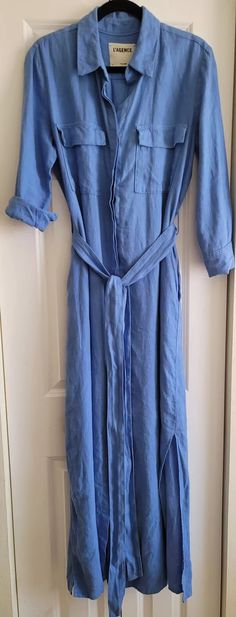 L'AGENCE , NWT $485, Cameron Blue Linen Long Shirt Dress, Sz S | eBay Long Shirt Dress, Long Shirt, Shirt Dress, Tags, Blue