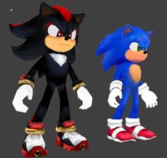 two sonic and tails are standing next to each other