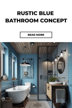 blue rustic bathroom