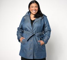 The temps are rising but you still need a fashionable topper to battle those cool breezes. This trench coat is a must-have for any stylish occasion, while the hood is detachable for your convenience. From Isaac Mizrahi Live!TM. Blue Trench Coat, Isaac Mizrahi, Brands Outlet, Vest Jacket, Must Haves, Trench Coat, Coats Jackets, Things To Sell, Brand New