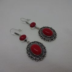 Stunning "Red Coral" Handmade Sterling Dangle Earrings #414 All Of My Jewelry Is Handmade By Me In My Smoke & Pet Free Home!!!!!! Please Note That Every Item Purchased Comes In A Drawstring Organza Bag For Easy Gift Giving!!! Please Note That I Will Consider Any Reasonable Offer On My Jewelry!!!!!!!!!! Please Let Me Know If You Have Any Further Questions. Thanks For Stopping By And Have A Terrific Day!!! Handmade Red Earrings For Formal Occasions, Elegant Handmade Red Earrings, Red Bohemian Sterling Silver Earrings, Red Sterling Silver Earrings For Pierced Ears, Red Sterling Silver Pierced Earrings, Classic Red Dangle Earrings, Classic Red Nickel-free Earrings, Nickel-free Red Drop Earrings Jewelry, Handmade Red Sterling Silver Earrings