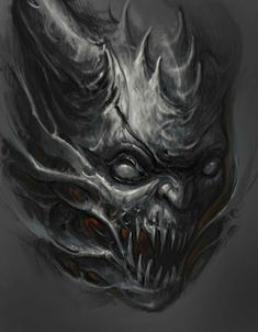 an artistic drawing of a demon face