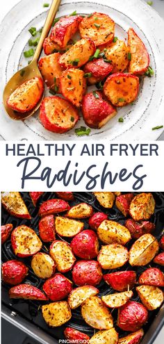 healthy air fryer radishes with text overlay