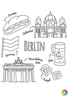 the german language is shown in black and white, with different things to see on it