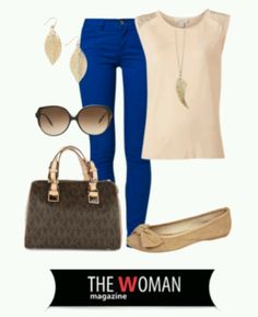 Azul rey y crema Casual Friday Outfit, Casual Street Wear, Look Jean, Summer Outfits Women Over 40, Outfits 2016, Summer Work Outfits, Stylish Work Outfits, Fashion Victim