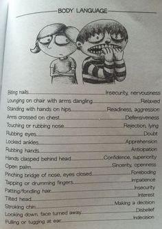 an open book with instructions on how to use body language in children's books