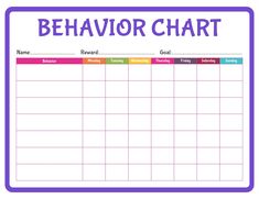 a behavior chart with the words behavior chart written in blue and pink on top of it