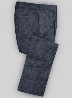 Italian Blu Linen Pants Casual Linen Suits For Work, Tailored Linen Dress Pants For Summer, Fitted Linen Pants With Flat Front, Fitted Linen Flat Front Pants, Fitted Linen Pants For Business Casual, Linen Flat Front Suits For Business Casual, Tailored Cotton Dress Pants For Summer, Business Casual Straight Linen Dress Pants, Summer Linen Business Casual Dress Pants