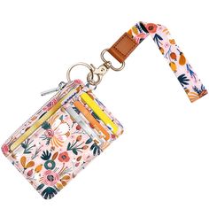 PRICES MAY VARY. Package includes: 1 x wrist lanyard, wallet holder with 6 x card slots, 1 x ID window, 1 x finger groove,1 x zipper pocket for money/bills. Easily holds your ID, Name Badge, Badge Holder, Cards, Money and Bills. Cute pattern design, classic and chic floral elements. Unique design, simple but fashionable, good match to everyday use. The bright print augment the classic look, and the design can go with any outfit. Slim front pocket wallet made of leather. A high-quality metal brea Lanyard Wallet, Money Bill, Wrist Lanyard, Key Lanyard, School Supply Labels, Front Pocket Wallet, Floral Elements, Pocket Wallet, Id Badge Holders