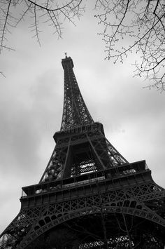 the eiffel tower in black and white stock images