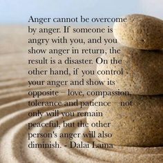 three rocks stacked on top of each other with the words anger cannot't be overcome by