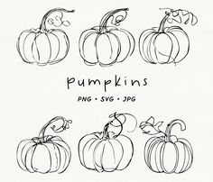 pumpkins are drawn in different styles and sizes