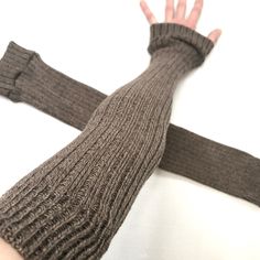 BUNDLE & SAVE ON SHIPPING! :) Long Brown Ribbed Arm Warmers Sweater Knit Slouch Socks Elbow Length Arm Covers Hand made in the USA by me! Very soft and warm! Long sweater knit ribbed arm warmers. Medium weight. I also make these in other colors! Arm warmers are great for keeping you warm inside and outside, protecting you against the sun while driving or covering scars, tattoos, medical devices and skin conditions. 97% Polyester. 3% Spandex. Length: 19" Top Width: 7" - Stretches to 12" AW111 FOL Arm Warmers Sweater, Tattoos Medical, Knit Arm Warmers, Long Black Sweater, Brown Socks, Slouch Socks, Funky Outfits, Driving Gloves, Medical Devices