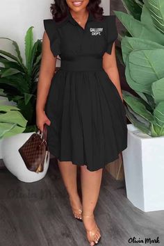 Color: Black, Size: XL Dresses For Petite Women, Red Rose Dress, Shirt Collar Styles, Pleated Shirt Dress, Look Casual Chic, Draped Midi Dresses, Pleated Shirt, Solid Color Dress, Pleated Midi Dress