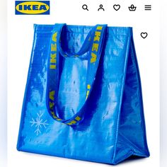 a blue bag with the words ikea printed on it