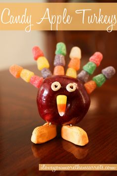 a candy apple turkey sitting on top of a table