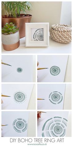 the instructions for how to make this diy boho tree ring art printable