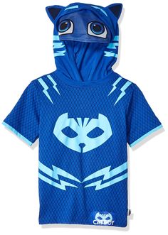 PRICES MAY VARY. Connor by day, Catboy by night! This PJ Masks Catboy costume is an easy-to-wear hoodie in a comfortable knit. Boys Catboy hooded sweatshirt has an attached hood with ears and a mesh visor that’s printed with eyes for a mask effect. This is a comfy and wearable Catboy Halloween costume for school, trick-or-treating, and pretend play. Short-sleeve shirt for boys sports an allover Catboy print. Hooded T-shirt has a crew neck and Catboy patch at the front hem. PJ Masks clothes for b Catboy Mask, Catboy Costume, Pj Masks Catboy, Layered Long Sleeve T Shirt, Toddler Boy Costumes, Mesh Mask, Catboy Pj Masks, Robot Costumes, Unique Costumes